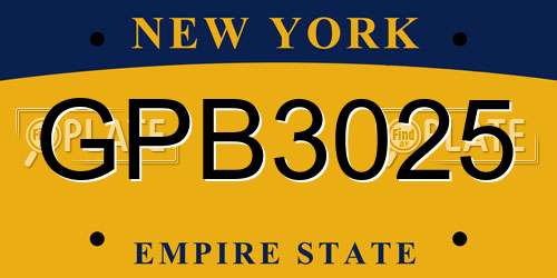 GPB3025 New York License Plate