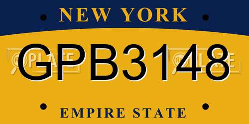 GPB3148 New York License Plate