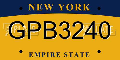 GPB3240 New York License Plate