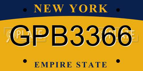 GPB3366 New York License Plate