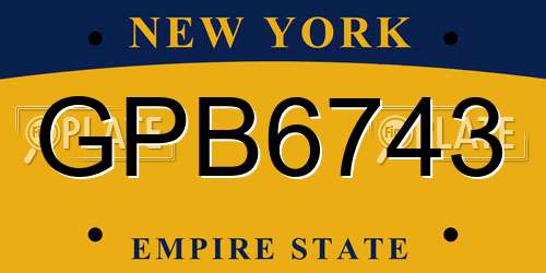 GPB6743 New York License Plate