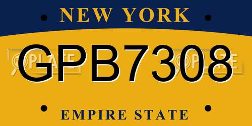 GPB7308 New York License Plate
