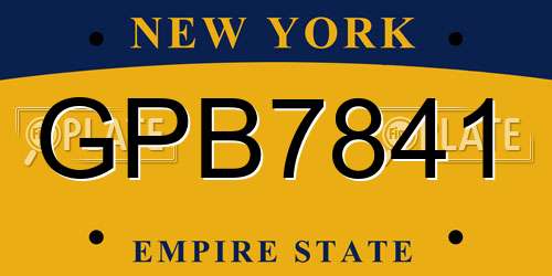 GPB7841 New York License Plate