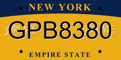 GPB8380 New York License Plate