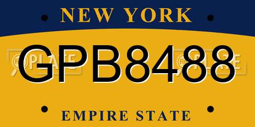 GPB8488 New York License Plate