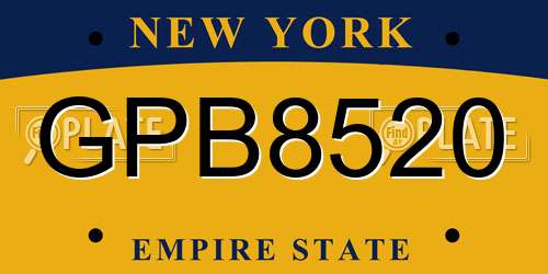 GPB8520 New York License Plate