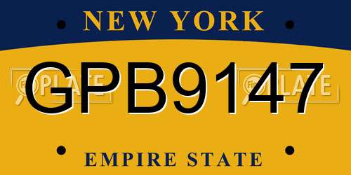 GPB9147 New York License Plate