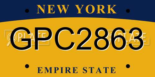 GPC2863 New York License Plate