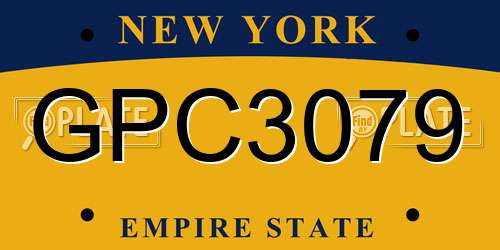 GPC3079 New York License Plate