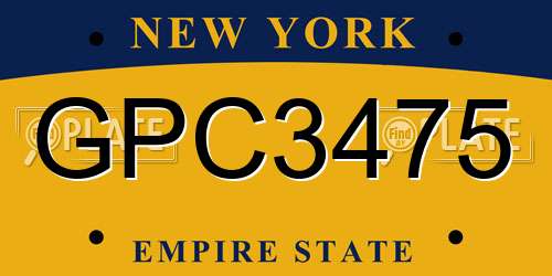 GPC3475 New York License Plate