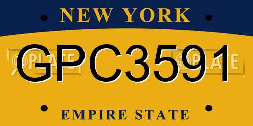 GPC3591 New York License Plate
