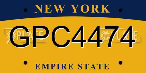 GPC4474 New York License Plate