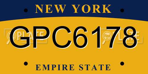GPC6178 New York License Plate