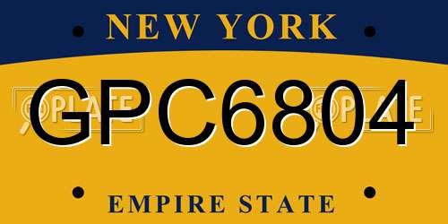 GPC6804 New York License Plate