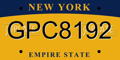GPC8192 New York License Plate
