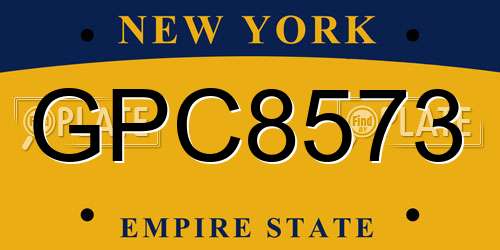 GPC8573 New York License Plate