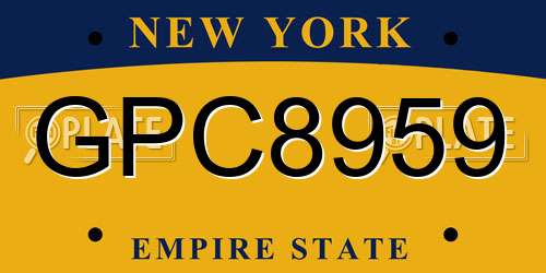 GPC8959 New York License Plate