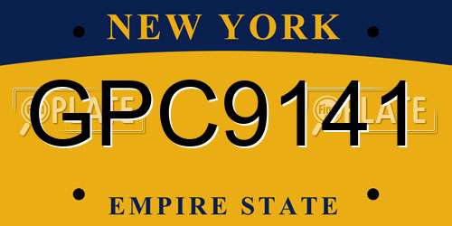 GPC9141 New York License Plate