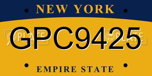 GPC9425 New York License Plate