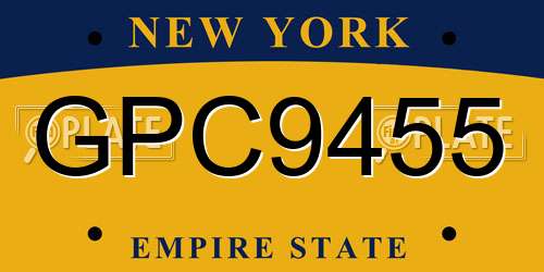 GPC9455 New York License Plate