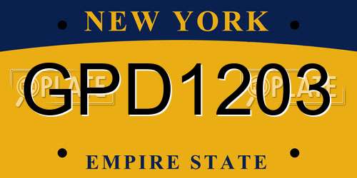 GPD1203 New York License Plate