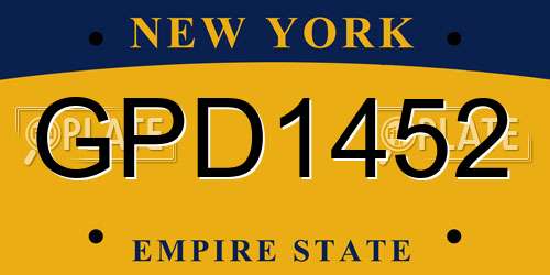 GPD1452 New York License Plate