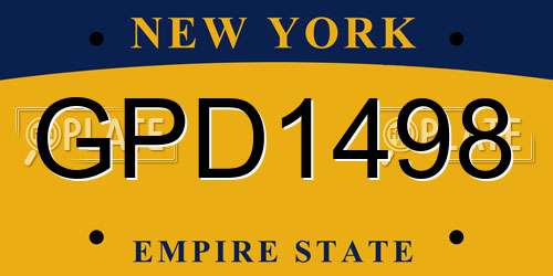 GPD1498 New York License Plate