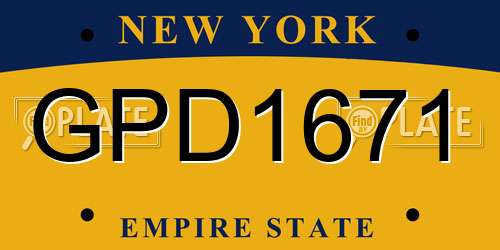 GPD1671 New York License Plate