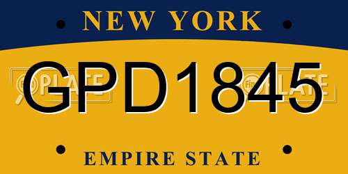 GPD1845 New York License Plate