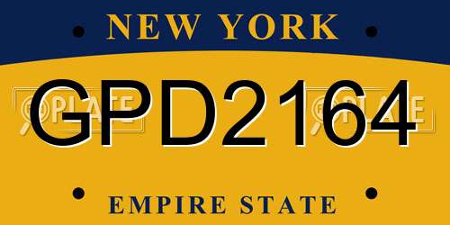 GPD2164 New York License Plate