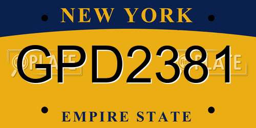 GPD2381 New York License Plate