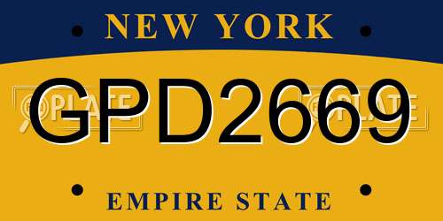GPD2669 New York License Plate