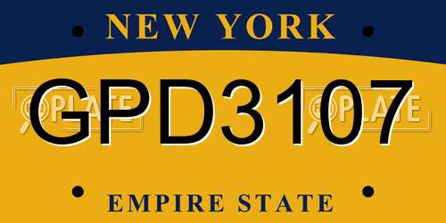 GPD3107 New York License Plate