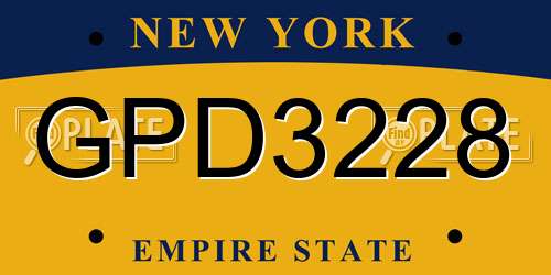 GPD3228 New York License Plate