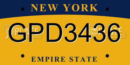 GPD3436 New York License Plate
