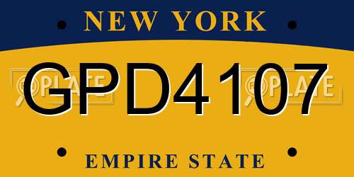 GPD4107 New York License Plate