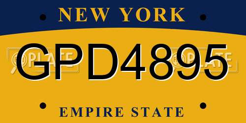 GPD4895 New York License Plate