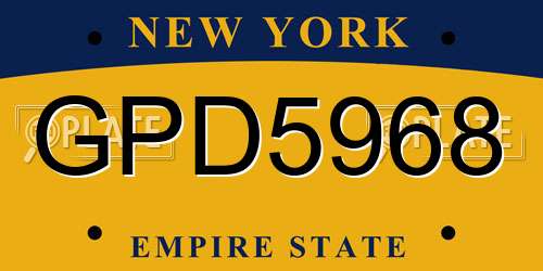 GPD5968 New York License Plate
