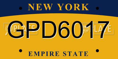 GPD6017 New York License Plate