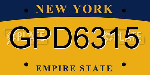 GPD6315 New York License Plate