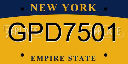 GPD7501 New York License Plate
