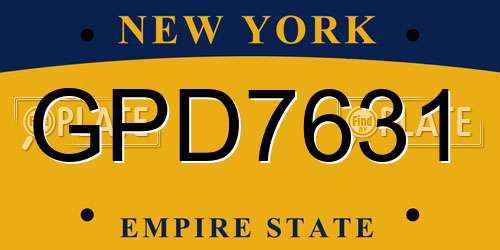 GPD7631 New York License Plate