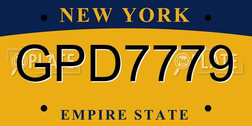 GPD7779 New York License Plate