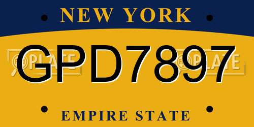 GPD7897 New York License Plate