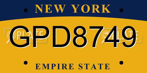 GPD8749 New York License Plate
