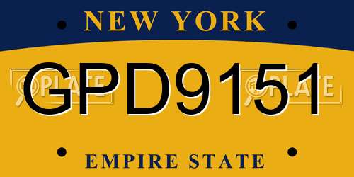 GPD9151 New York License Plate
