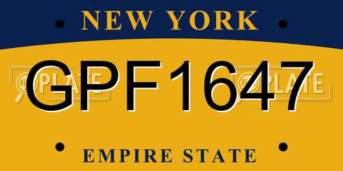 GPF1647 New York License Plate