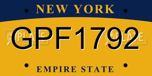 GPF1792 New York License Plate