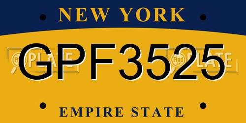 GPF3525 New York License Plate