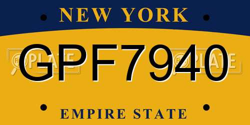GPF7940 New York License Plate